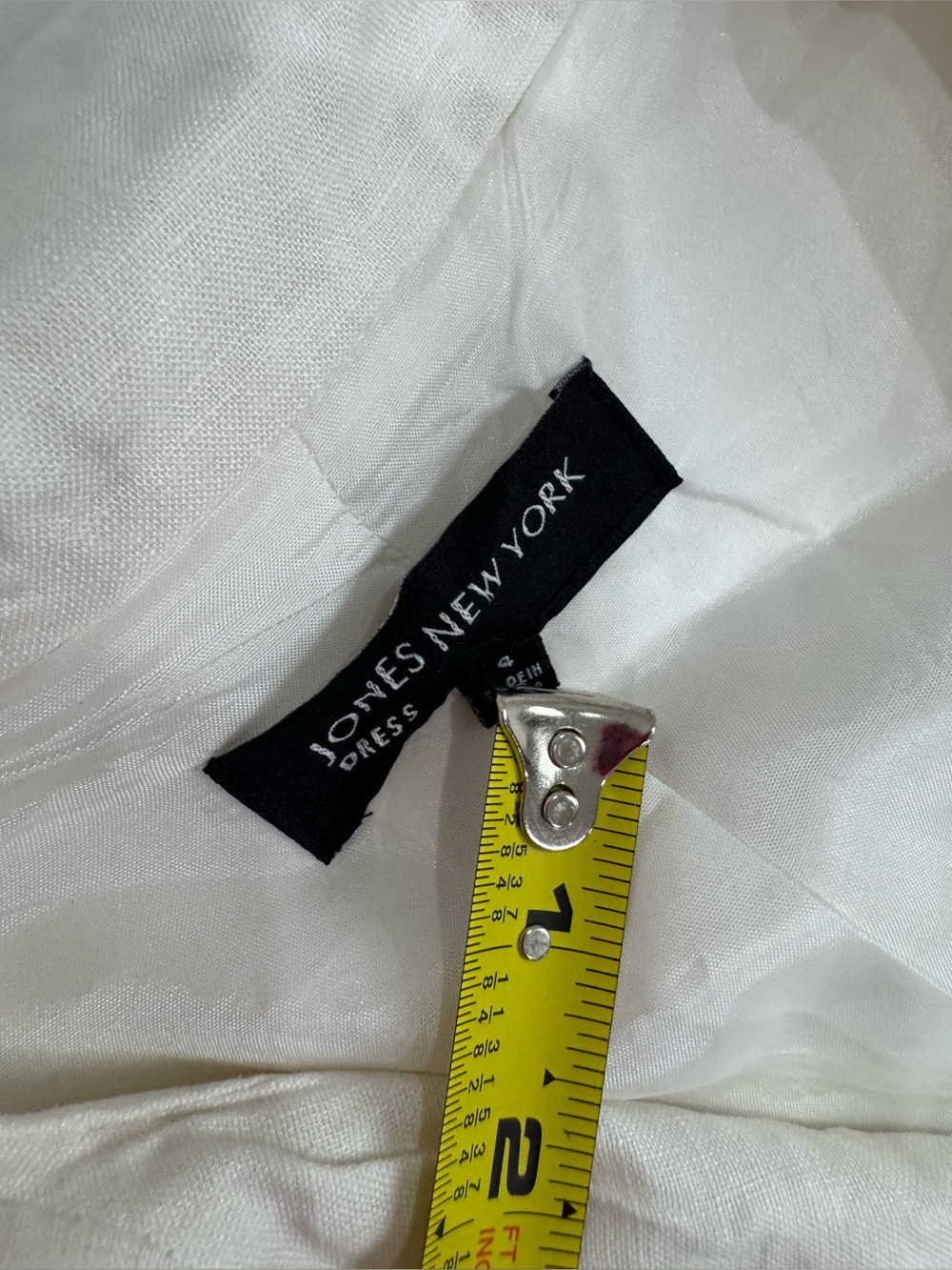 Jones New York White Linen Eyelet Shirt Dress Size 4 Button Front Midi - Picture 6 of 11